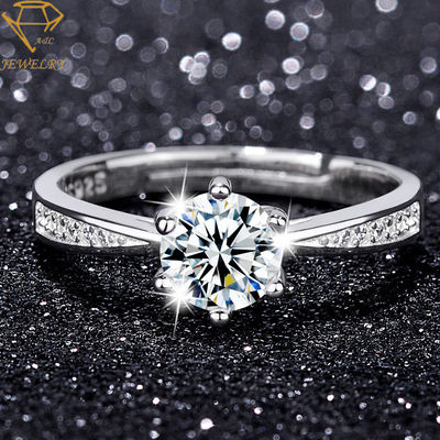 Обручальные кольца диаманта регулируемых женщин стерлинговые серебряные